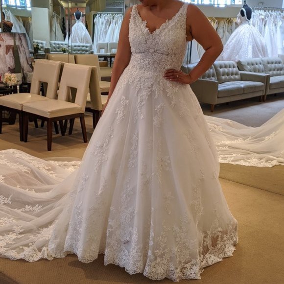 👰🏽Demetrios Princess Ballgown w/ Cathedral Train - Picture 3 of 16